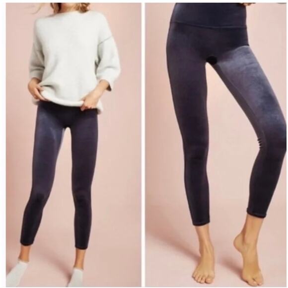 New! Spanx Navy Blue Velvet Velour Skinny Leggings Womens Size Small - Picture 1 of 8
